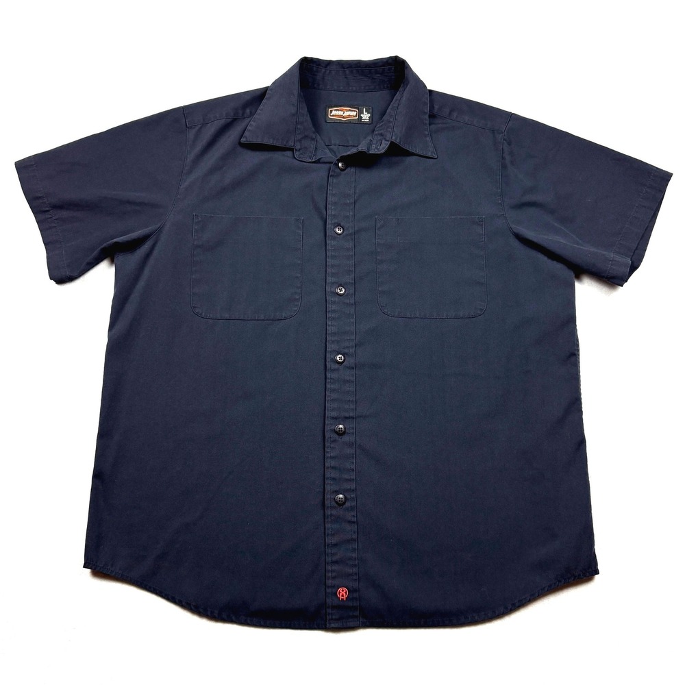 Jesse James Industrial Workwear Mens Large Navy Blue Short Sleeve Work Shirt L